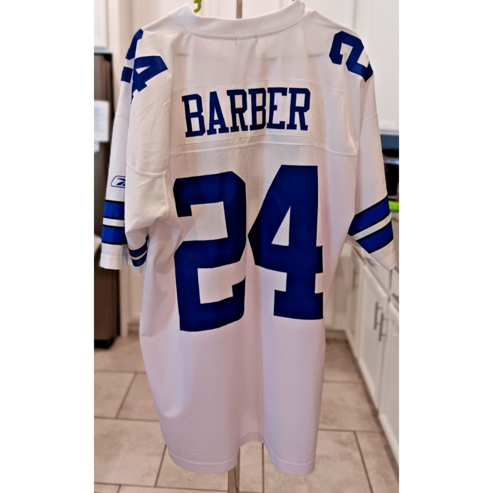 Vintage NFL Reebok Mens White Throwbacks Barber #24 Jersey Size (XL) Length + 2
